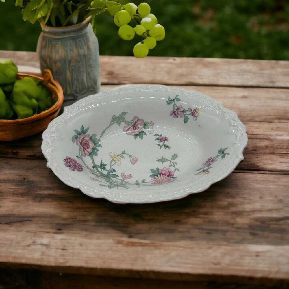 Royal Jackson Fine China Serving Bowl, Pink/yellow flowers